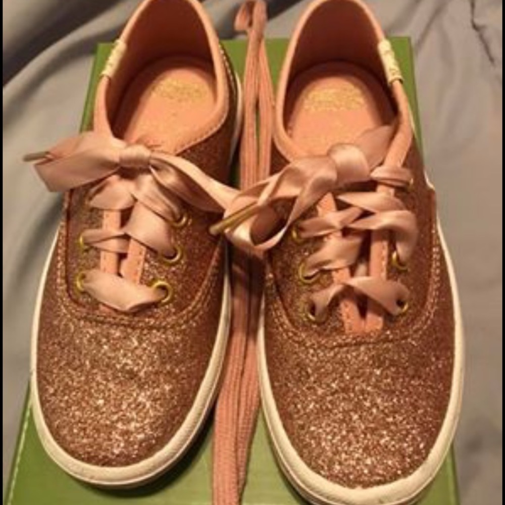 Toddler Kate Spade Rose Gold Glitter Keds